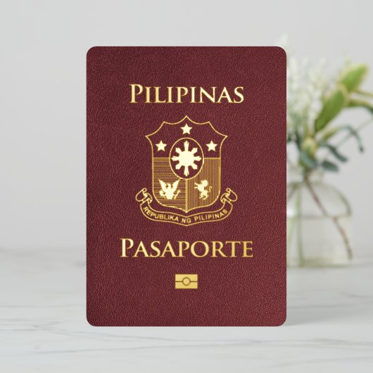 Bourgondië Filipijnen Paspoort Bewaar de datum Folie Uitnodiging (Staand Voorkant)