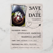 Bourgondië Filipijnen Paspoort Bewaar de datum Folie Uitnodiging (Achterkant)