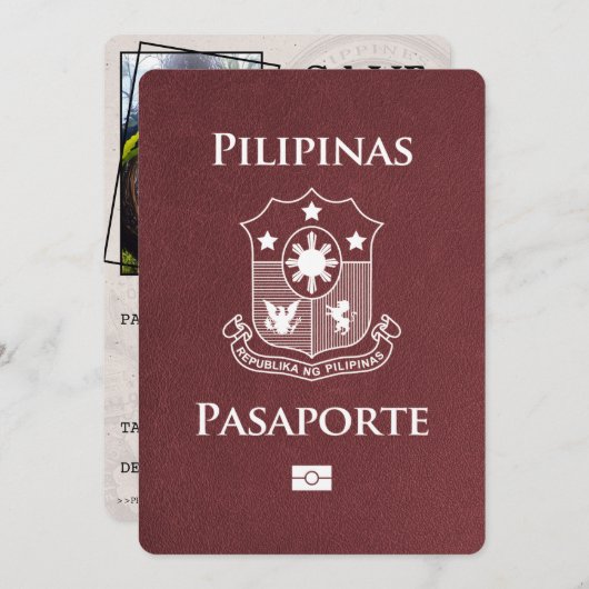 Bourgondië Filipijnen Paspoort Bewaar de datum Save The Date (Voorkant / Achterkant)