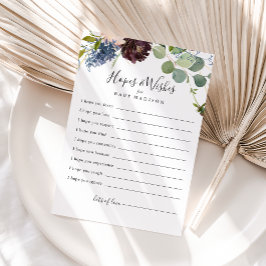 Bourgondië Floral Baby shower Hopes & Wishes Kaart