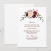 Bourgondië Floral bruiloft informatie gast Informatiekaartje (Voorkant / Achterkant)