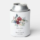 Bourgondië Floral Elegant Script Wedding Favors Blikjeskoeler (Blikje Voorkant)