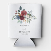 Bourgondië Floral Elegant Script Wedding Favors Blikjeskoeler (Voorkant)