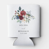 Bourgondië Floral Elegant Script Wedding Favors Blikjeskoeler (Achterkant)