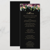 Bourgondië Floral koraal zwart bruiloft Menu (Voorkant / Achterkant)