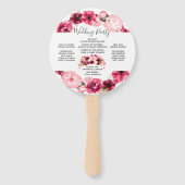 Bourgondië Floral krans bruiloft ceremonie program Handwaaier (Achterkant)