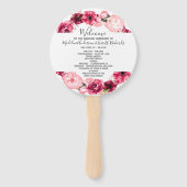 Bourgondië Floral krans bruiloft ceremonie program Handwaaier (Voorkant)