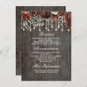 Bourgondië Floral Lights Trouwinformatie Gast Informatiekaartje (Voorkant / Achterkant)