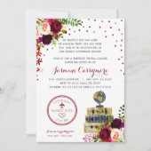 Bourgondië Floral Reizen bruids douche uitnodiging (Voorkant)