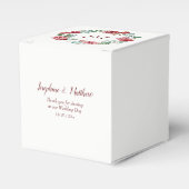 Bourgondië Floral Roos krans Monogram bruiloft Bedankdoosjes (Voorkant Zijde)