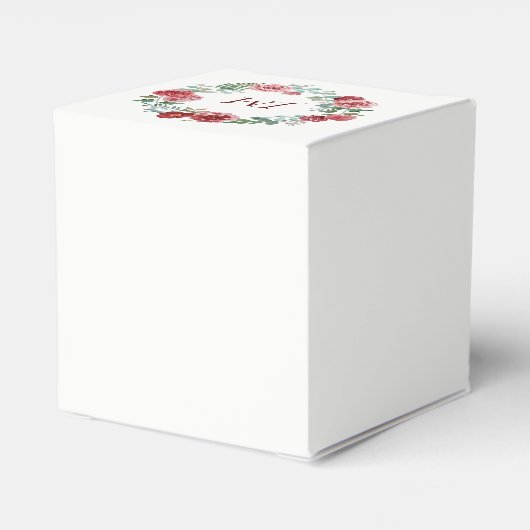 Bourgondië Floral Roos krans Monogram bruiloft Bedankdoosjes (Achterkant)