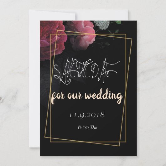 Bourgondië Floral Rustic red de datum Save The Date (Voorkant)