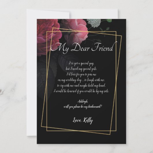 Bourgondië Floral Rustic wordt mijn bruidsmeisje Kaart (Voorkant)