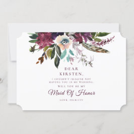 Bourgondië Floral Splendor Maid of Honor-voorstel Kaart