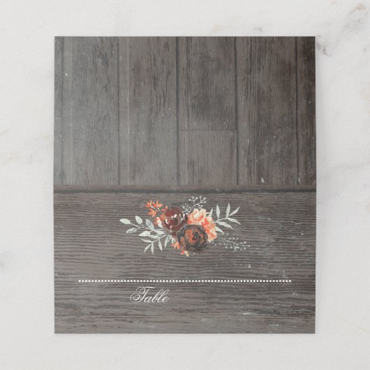 Bourgondië Floral String Lights Rustiek hout Plaatskaartje (Buitenkant ongevouwen)