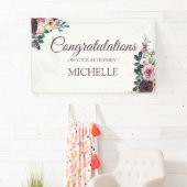 Bourgondië Floral Vrouwen pensioen Gefeliciteerd Spandoek (Insitu)