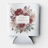 Bourgondië Floral Waterverf bruid en bruidegom bru Blikjeskoeler (Voorkant)