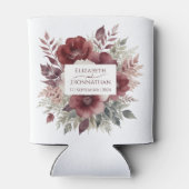 Bourgondië Floral Waterverf bruid en bruidegom bru Blikjeskoeler (Achterkant)