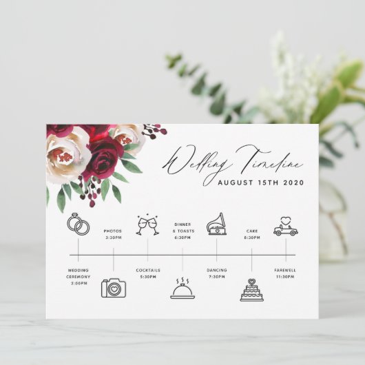 Bourgondië Floral Wedding Tijdlijn Programma & Wel (Staand voorkant)