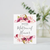 Bourgondië Floral wordt mijn ereheer Kaart (Staand voorkant)