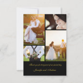 Bourgondië Floral zwart goud foto bruiloft dank u Bedankkaart (Achterkant)