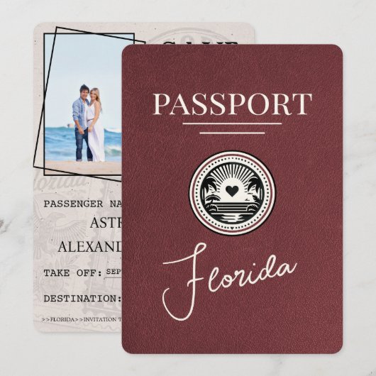 Bourgondië Florida Paspoort Save The Date (Voorkant / Achterkant)
