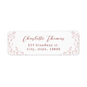 Bourgondië Flourish Script retouradres Etiket (Voorkant)