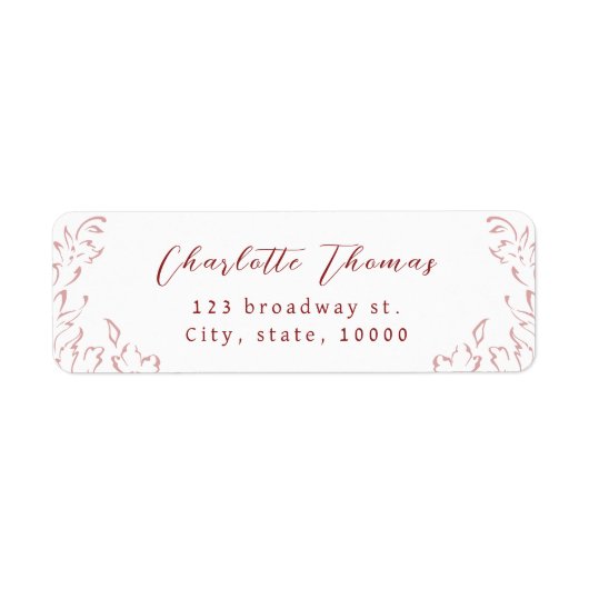 Bourgondië  Flourish Script retouradres Etiket (Voorkant)