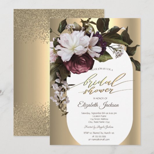 Bourgondië Flowers Gold Diamonds Vrijgezellenfeest Kaart (Voorkant / Achterkant)