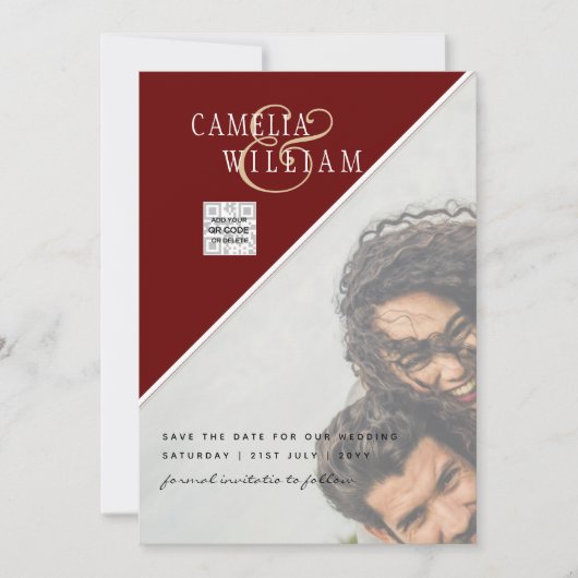 Bourgondië Foto Huwelijksuitnodiging Bewaar Datum  Kaart (Voorkant)