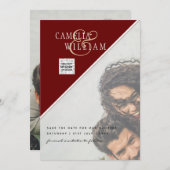 Bourgondië Foto Huwelijksuitnodiging Bewaar Datum  Kaart (Voorkant / Achterkant)