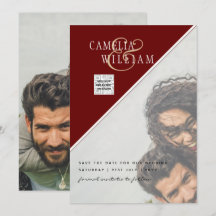 Bourgondië Foto Huwelijksuitnodiging Bewaar Datum 