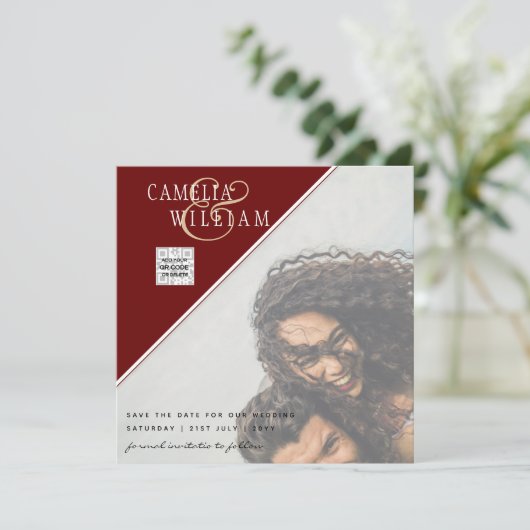 Bourgondië Foto Huwelijksuitnodiging Bewaar Datum Kaart (Staand voorkant)