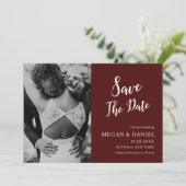 Bourgondië Foto | Trouw uitnodiging om datum te re (Staand voorkant)