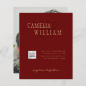 Bourgondië Foto Trouw Uitnodiging QR Code Bewaar D (Voorkant / Achterkant)