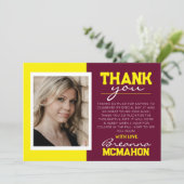 Bourgondië & geel Afstuderen foto dank u kaart (Staand voorkant)
