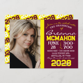 Bourgondië & geel Afstuderen fotouitnodiging Kaart