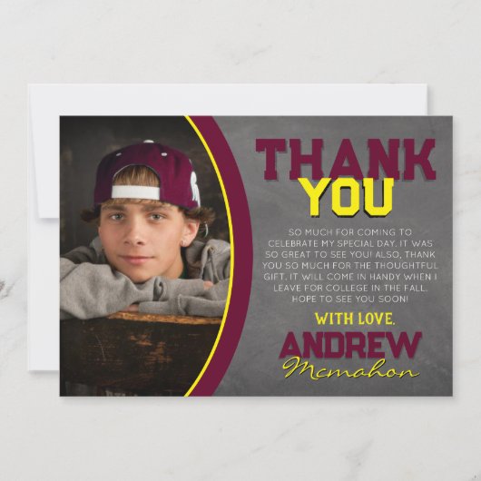 Bourgondië & geel krijtbord Afstudeerder dank u ka Kaart (Voorkant)