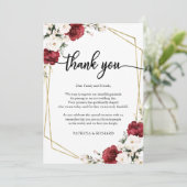 Bourgondië Geometrische bruiloft Bedankt Place Car Kaart (Staand voorkant)