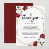 Bourgondië Geometrische bruiloft Bedankt Place Car Kaart (Voorkant / Achterkant)