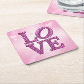 Bourgondië Glitter LOVE Hearts Onderzetter Set (Schuin)