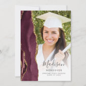 Bourgondië Gold Agaat Photo Afstuderen Aankondigin Kaart (Voorkant)