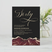 Bourgondië Gold Agate 60e Zestig Verjaardagsfeest Kaart (Staand voorkant)