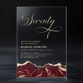 Bourgondië Gold Agate 70e 70e verjaardagsfeest Acryl Uitnodigingen