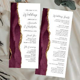 Bourgondië Gold Agate Script Wedding Program
