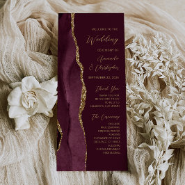 Bourgondië Gold Agate Script Wedding Program