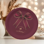 Bourgondië Gold Bow Rocking Horse Luxe Verjaardag Papieren Bordje