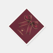 Bourgondië Gold Bow Rocking Horse Luxe Verjaardag Servet (Hoek)