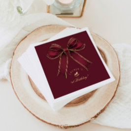 Bourgondië Gold Bow Rocking Horse Luxe Verjaardag Servet