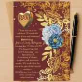 Bourgondië & Gold Classy 10e bruiloft Jubileum Kaart